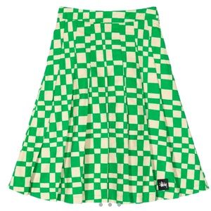 Stussy sabi checkerboard checked pleated skirt